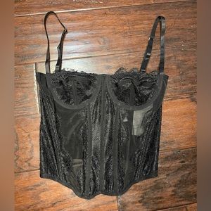 Black lace lingerie corset top